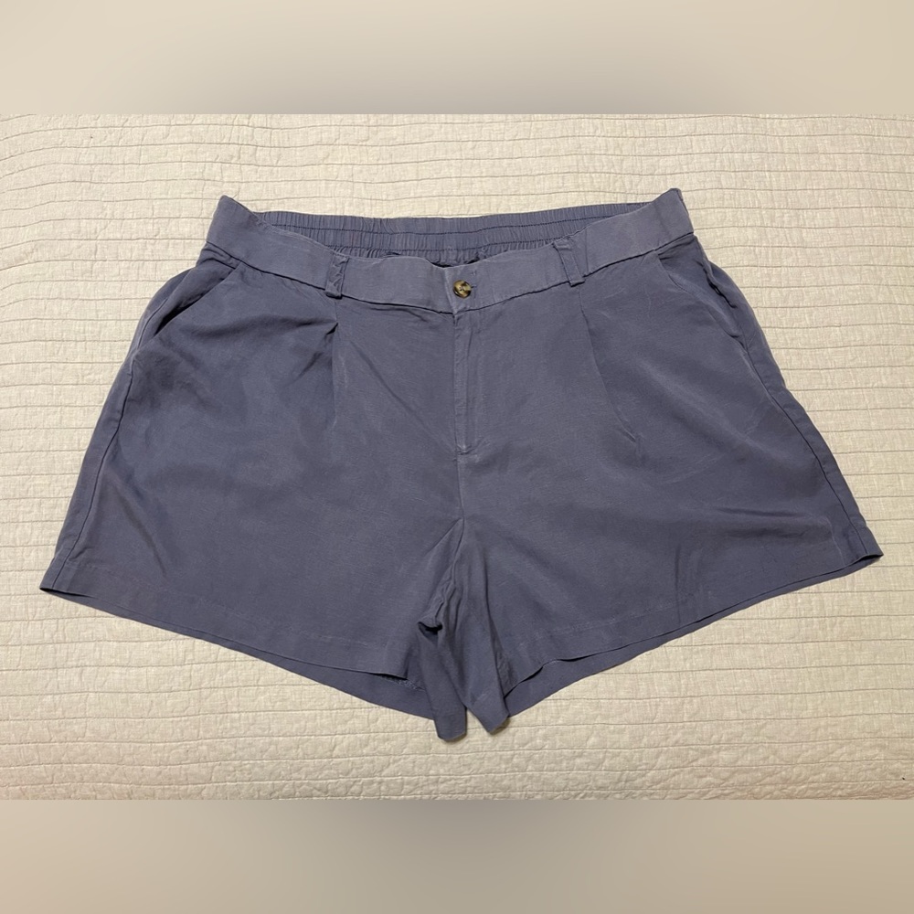 Torrid Studio Linen Short Blue Size 22 Lightweight Breathable Pockets